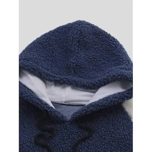 Mens Patchwork Berber Fleece Hoodies