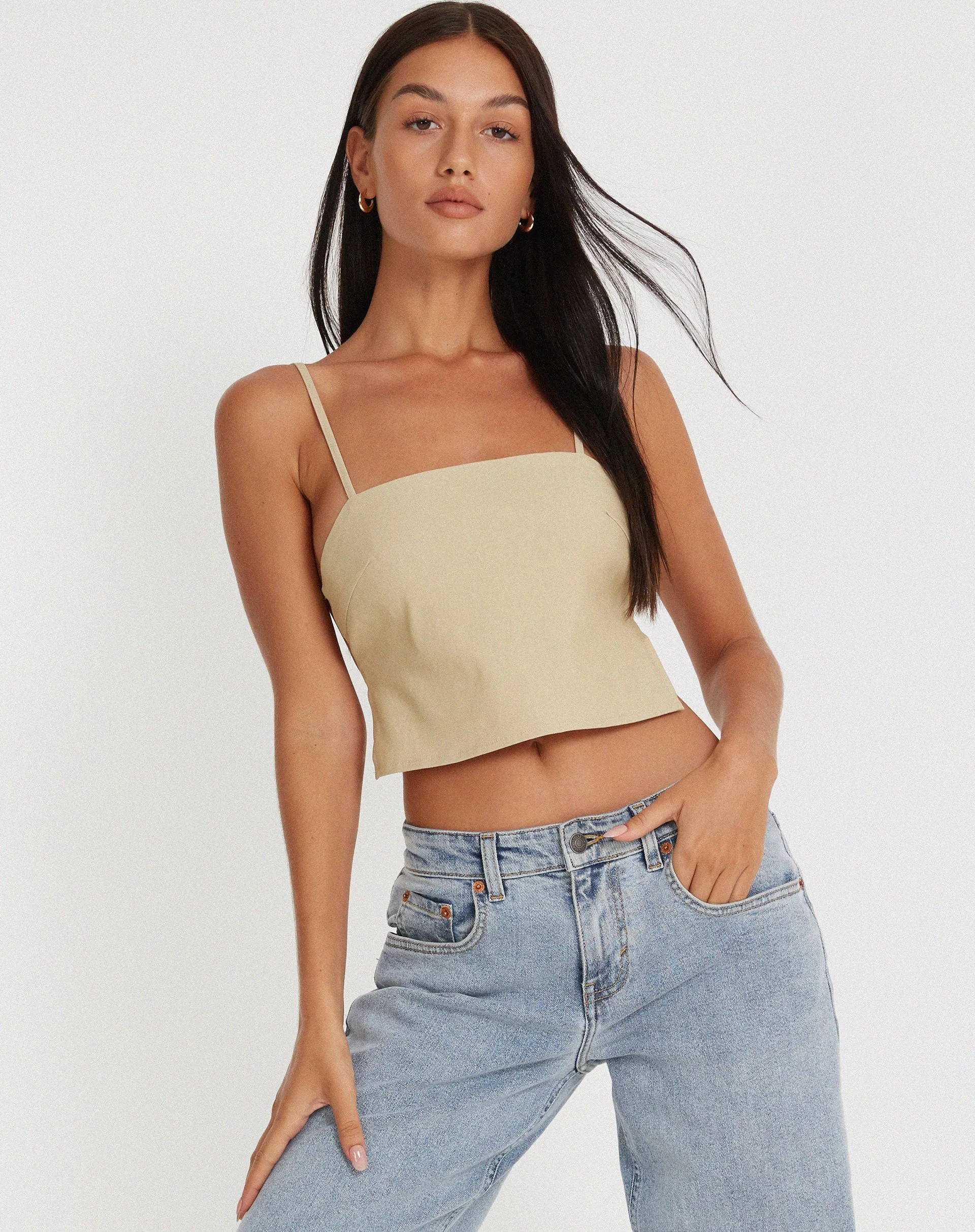 Merita Crop Top in Ecru