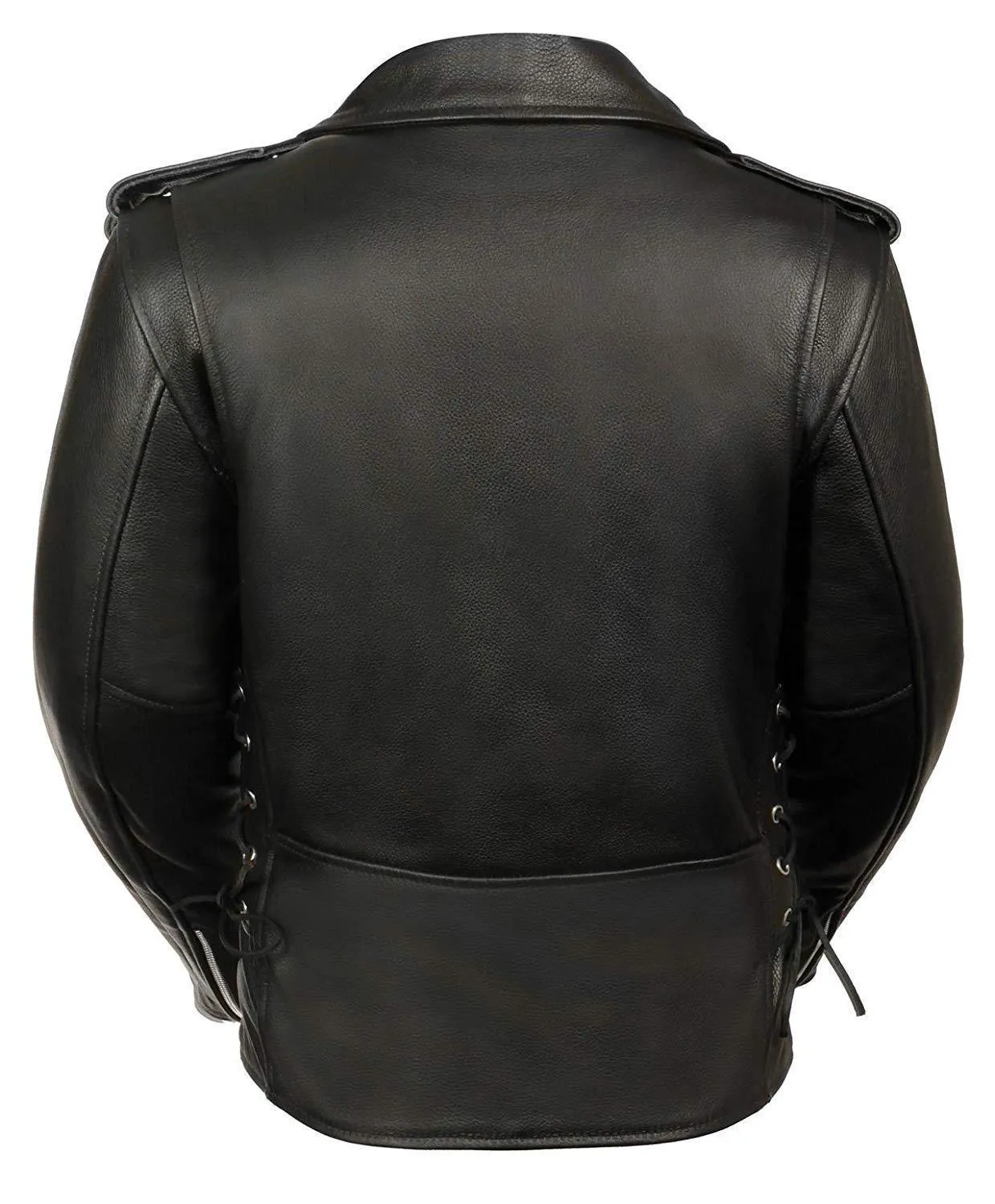 Milwaukee Leather LKL2700 Women's Classic Black Premium Leather Motorcycle Vintage Jacket with Side Laces