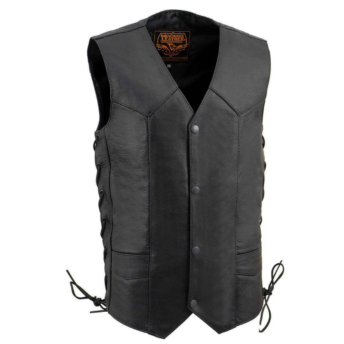 Milwaukee Leather Youth Size Black Leather Side Lace Biker Style Vest