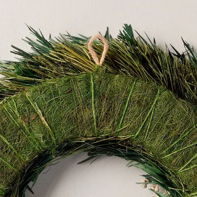 New - 21" Preserved Grass Leaf & Snowberry Christmas Wreath - Hearth & Hand with Magnolia