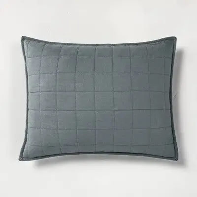 New - Casaluna Pillow Sham Linen-Blend OEKO-TEX Quilted