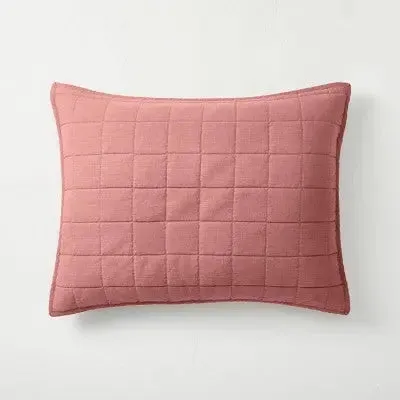 New - Casaluna Pillow Sham Linen-Blend OEKO-TEX Quilted