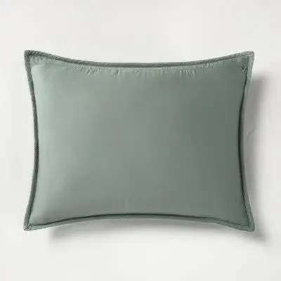 New - Casaluna Pillow Sham Linen-Blend OEKO-TEX Quilted