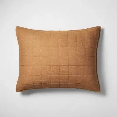 New - Casaluna Pillow Sham Linen-Blend OEKO-TEX Quilted