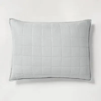 New - Casaluna Pillow Sham Linen-Blend OEKO-TEX Quilted