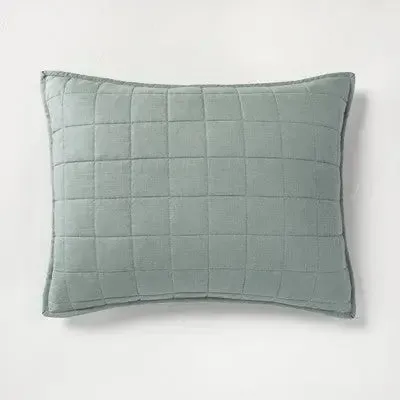 New - Casaluna Pillow Sham Linen-Blend OEKO-TEX Quilted