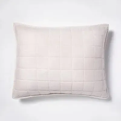 New - Casaluna Pillow Sham Linen-Blend OEKO-TEX Quilted