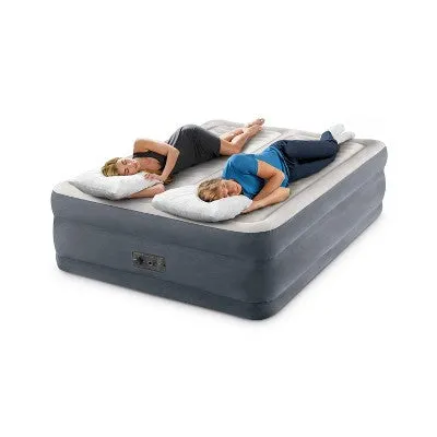 New - Intex 22" Dual Zone Control QUEEN Air Mattress Built-In Pump Luxurious Airbed