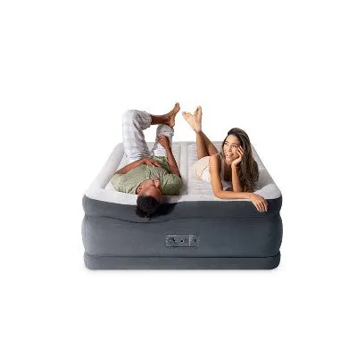 New - Intex 22" Dual Zone Control QUEEN Air Mattress Built-In Pump Luxurious Airbed