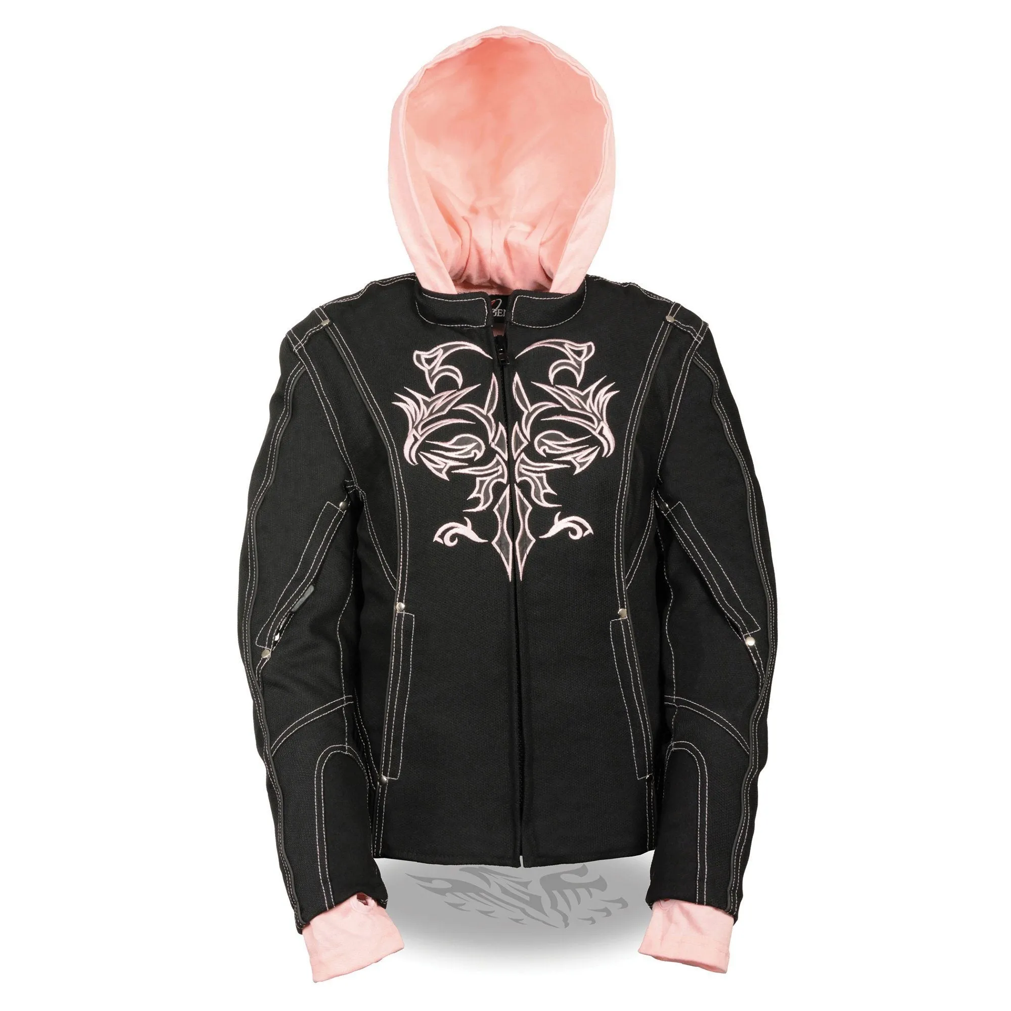 NexGen SH1966 Ladies Black and Pink 3/4 Jacket with Reflective Tribal