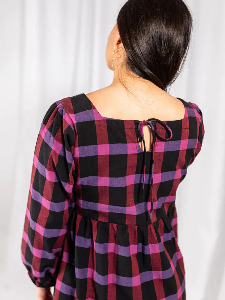 Nico Mini Dress in Ultra Violet Plaid