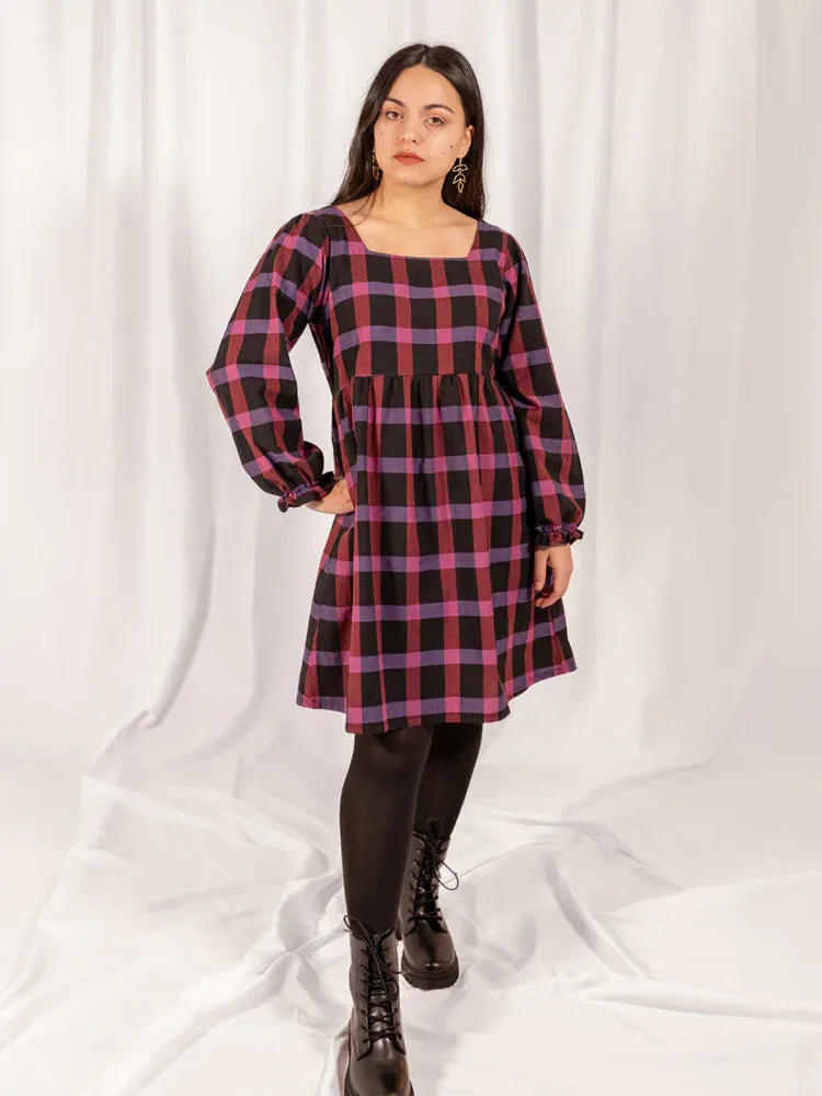 Nico Mini Dress in Ultra Violet Plaid