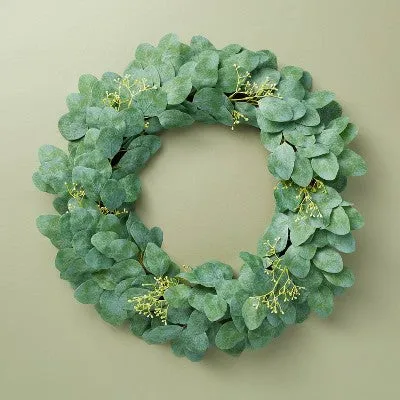 Open Box - 26" Faux Seeded Eucalyptus Wreath - Hearth & Hand with Magnolia