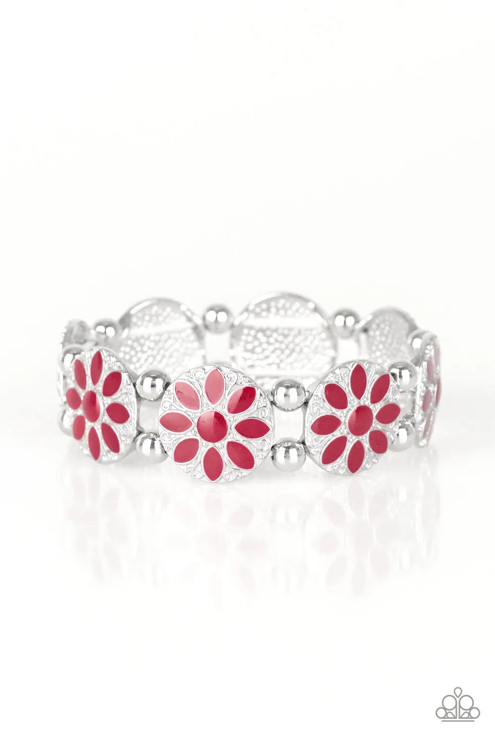 Open Door Jewelry - Dancing Dahlias - Red Bracelet - Paparazzi Accessories