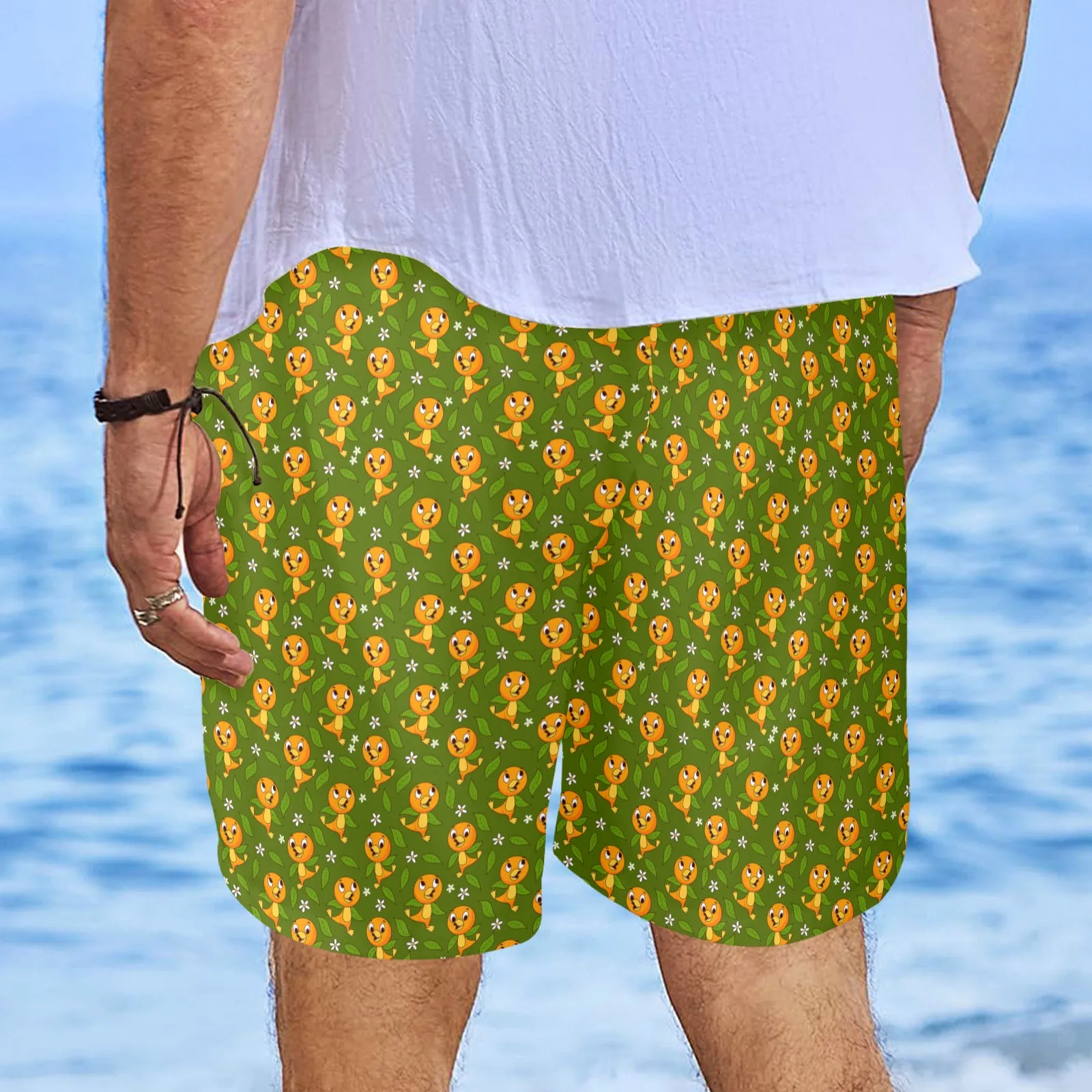 Orange Bird Men's Swim Trunks Swimsuit