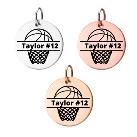 Personalized Basketball Hoop Ring Engraved Charm