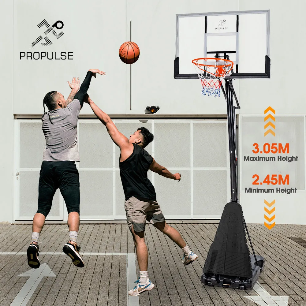 ProPulse Professional Basketball Hoop Stand 2.45M-3.05M Height Adjustable