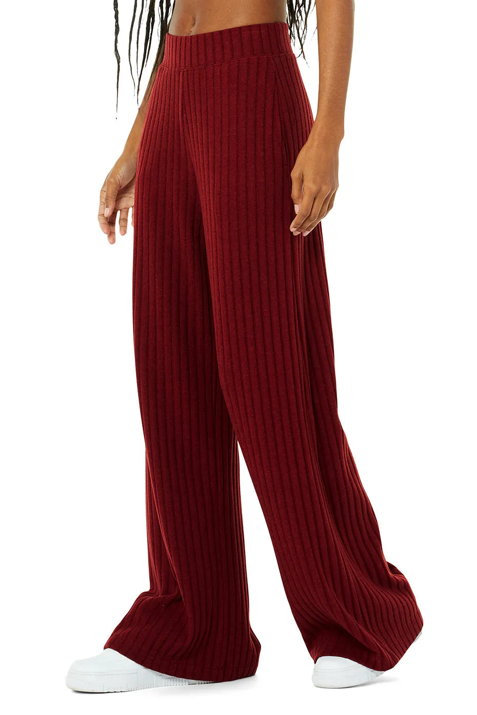 Ribbed Take Comfort Wide Leg Pant - Cranberry