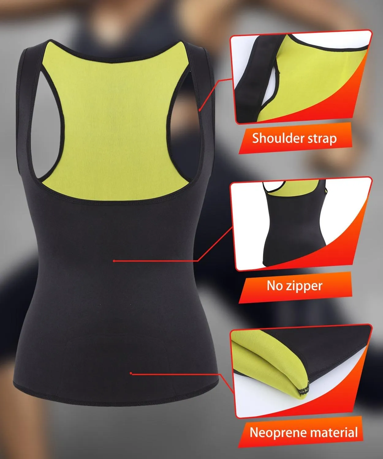 S-5XL Women's Body Shaper Slimming Waist Slim Vest Tummy Fat Burnning Tank Top Neoprene Shapewear for Weight Loss Sweat Workout