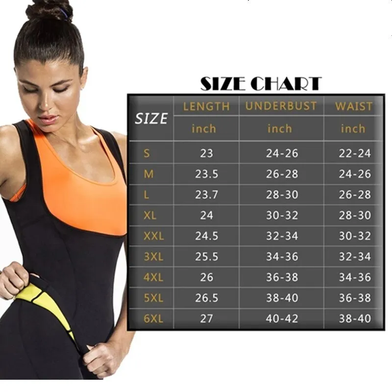 S-5XL Women's Body Shaper Slimming Waist Slim Vest Tummy Fat Burnning Tank Top Neoprene Shapewear for Weight Loss Sweat Workout