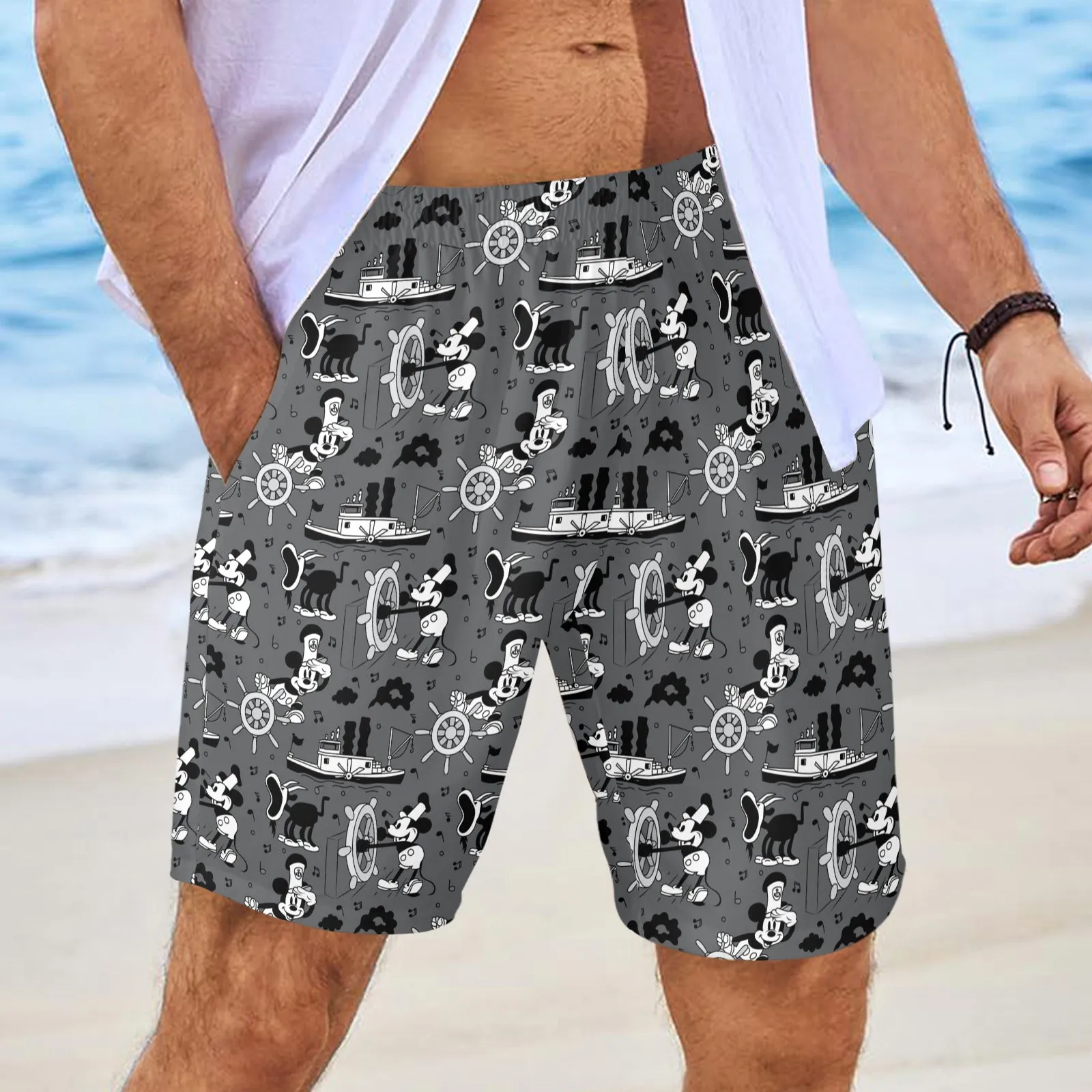 Steamboat Mickey Men's Swim Trunks Swimsuit