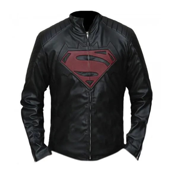 SUPERMAN DARK BLACK LEATHER JACKET