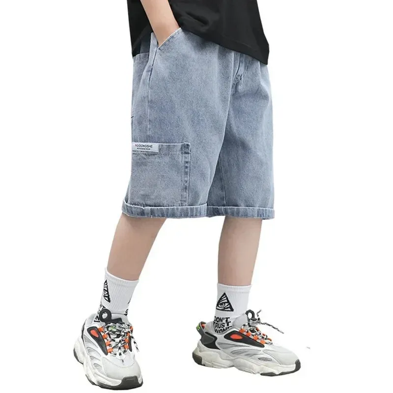 Thin Style Fashionable Five-point Pants Trendy Kids Clothes Casual Capris Summer Boys Jeans Shorts 2024 New