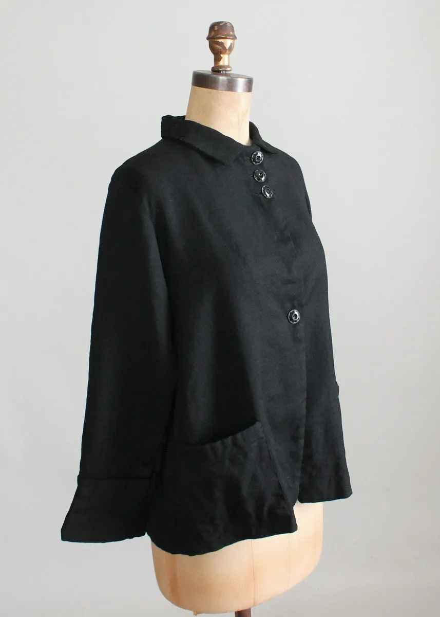 Vintage 1930s Black Wool Workwear Chore Jacket