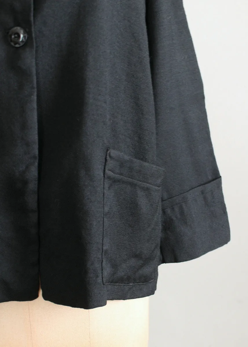 Vintage 1930s Black Wool Workwear Chore Jacket